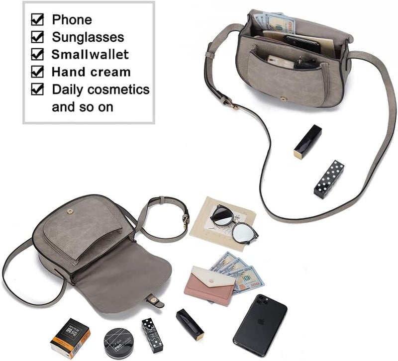 AFKOMST Crossbody Bags for Women,Small Saddle Purse and Boho Cross Body Handbags,Vegan Leather - Image 4